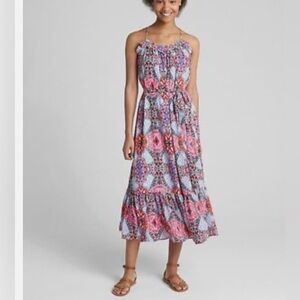 GAP Tiered Ruffle Print Cami Maxi Dress Sz XS (easily fits a small)
